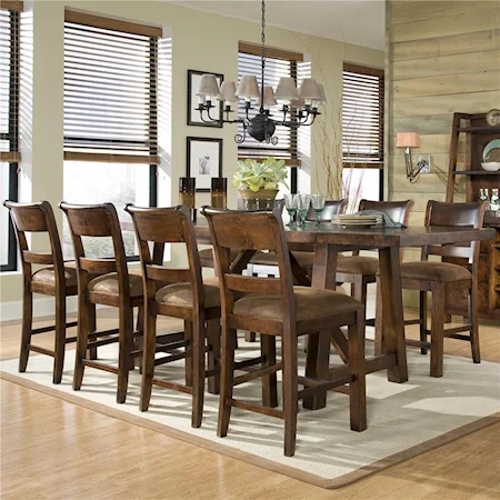 9 Piece Pub Set with 2 Table Leaves